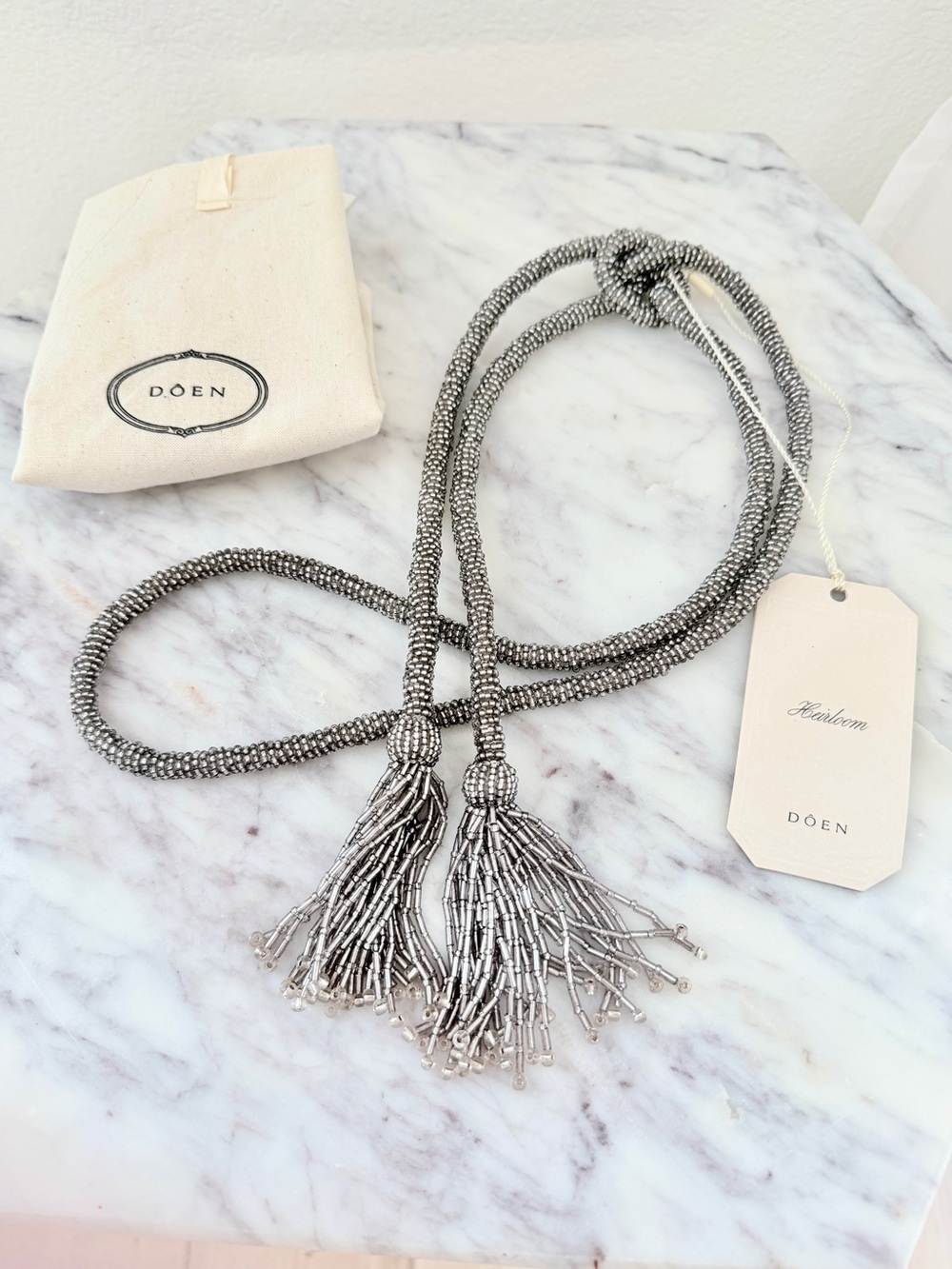 🌟 DÔEN Heirloom Asti Beaded Rope Necklace in Burnished Silver